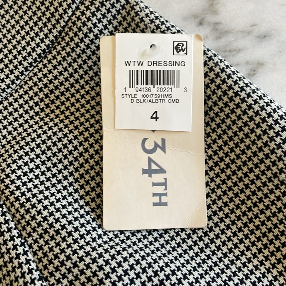 On 34th Macy’s Women’s nwt new woven houndstooth black white pencil skirt size 4 - Picture 6 of 8